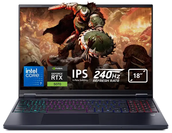 Laptop de gaming Acer - Predator Helios Neo 18 AI PHN18-72-77L2, 18'', WQXGA, Ultra 7, 240Hz