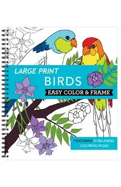 Large Print Easy Color & Frame - Birds (Adult Coloring Book) - New Seasons