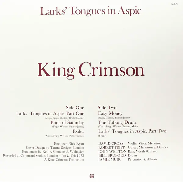 Larks' tongues in Aspic - Vinyl | King Crimson