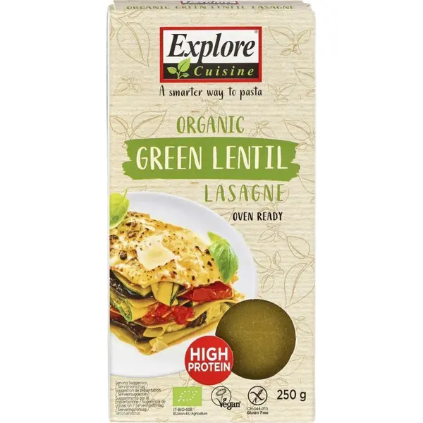 Lasagna din linte verde fara gluten, eco - 250 g