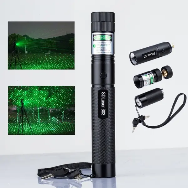 Laser puternic 3D verde cu 3 fascicule. Raza de lumina 10 km