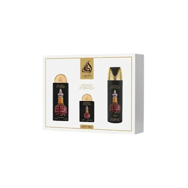 Lattafa Pride Artisan Ethnique Set cadou unisex Volum EDP ​​100 ml + EDP 20 ml + deodorant spray 200 ml + reumplere