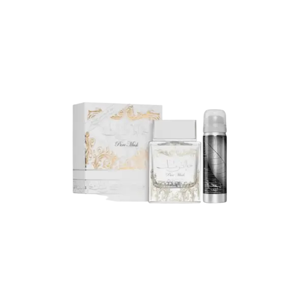 Lattafa Pure Musk Set cadou unisex Volum 100 ml EDP + spray deodorant 50 ml