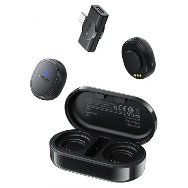 Lavaliera Acefast R3, USB-C, Set 2 bucati, Neagra