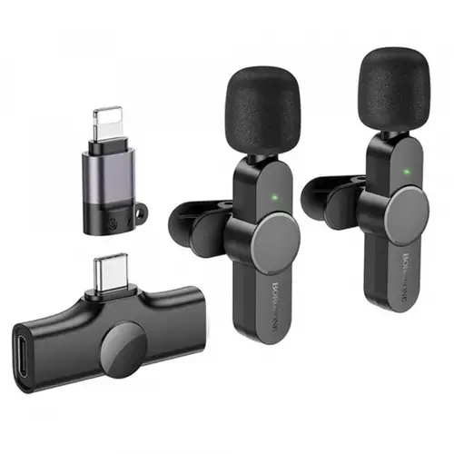 Lavaliera Borofone BFK12 Trophy, USB-C / Lightning, Set 2 bucati, Negru
