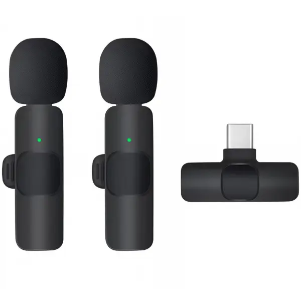 Lavaliera OEM K1, USB-C, Set 2 bucati, Neagra