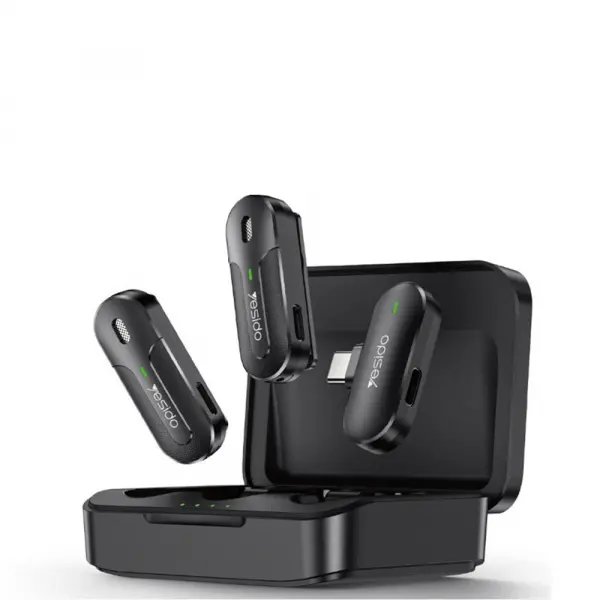 Lavaliera Yesido KR17, USB-C, Set 2 bucati, Neagra
