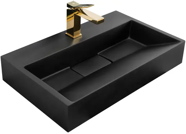 Lavoar baie cu montare pe blat 60 cm, negru mat, Rea Goya