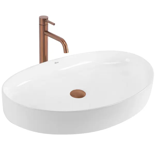 Lavoar baie cu montare pe blat 65x40 cm, alb lucios, Rea Joana