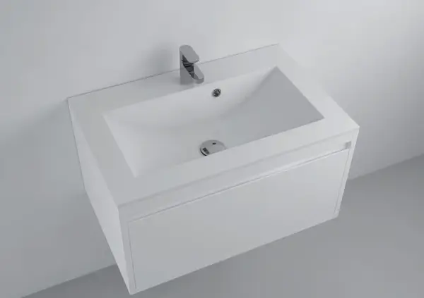 Lavoar baie incastrat 70x45 cm, alb lucios, din compozit, Foglia Yrsa