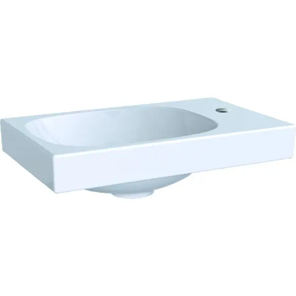 Lavoar baie incastrat alb 40 cm, dreptunghiular, orificiu baterie dreapta, Geberit Acanto