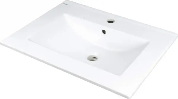 Lavoar baie incastrat, ceramic, cu gaura pentru baterie, 61.5x46,5 cm, alb, Deante Tubo