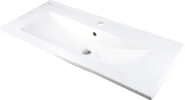 Lavoar baie incastrat, ceramic, cu gaura pentru baterie, 81.5x36 cm, alb, Deante Tubo