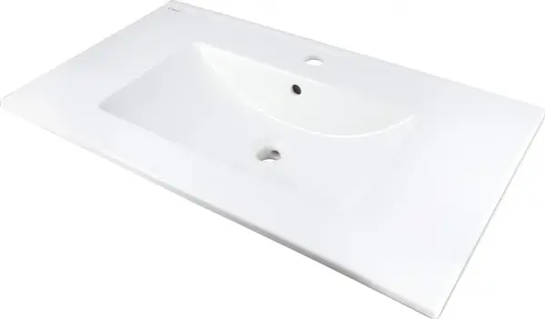 Lavoar baie incastrat, ceramic, cu gaura pentru baterie, 81.5x47 cm, alb, Deante Tubo