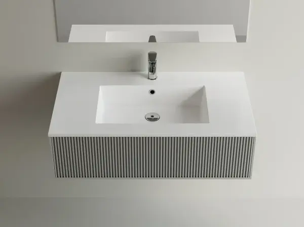 Lavoar baie incastrat din compozit 90x50 cm, alb mat, dreptunghiular Foglia Pure 90