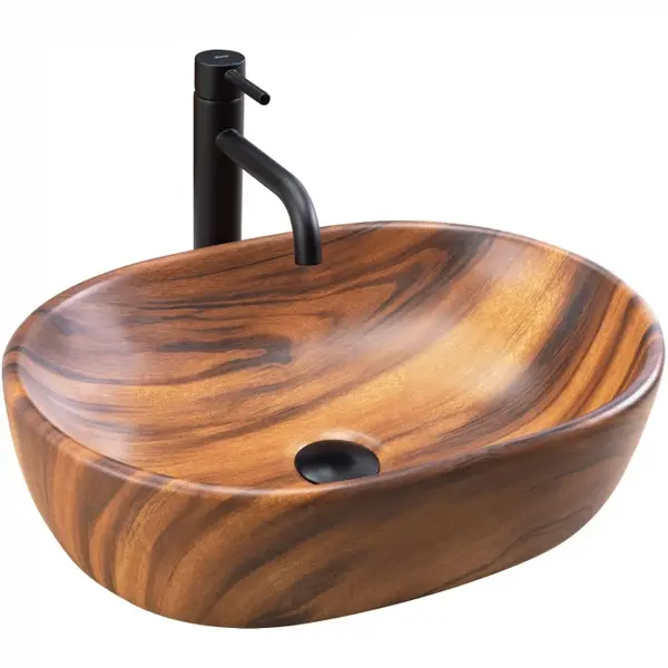 Lavoar baie maro mat, cu montaj pe blat, oval, Rea Amelia