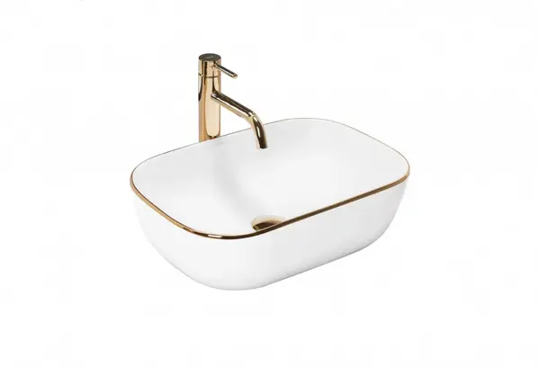 Lavoar Belinda Alb Gold Edge ceramica sanitara - 46,5 cm