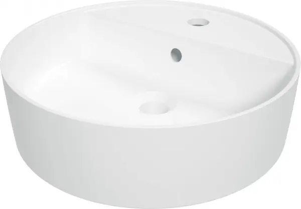 Lavoar ceramic, montare blat, cu gaura pentru baterie, 42x42 cm, alb, Deante Round