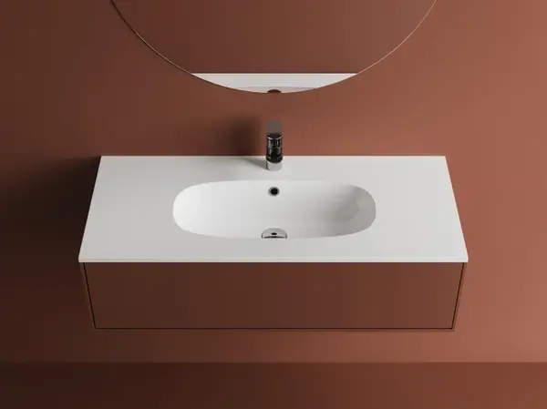 Lavoar din compozit, incastrat, 101x46x14.2 cm, alb lucios, Foglia Dover