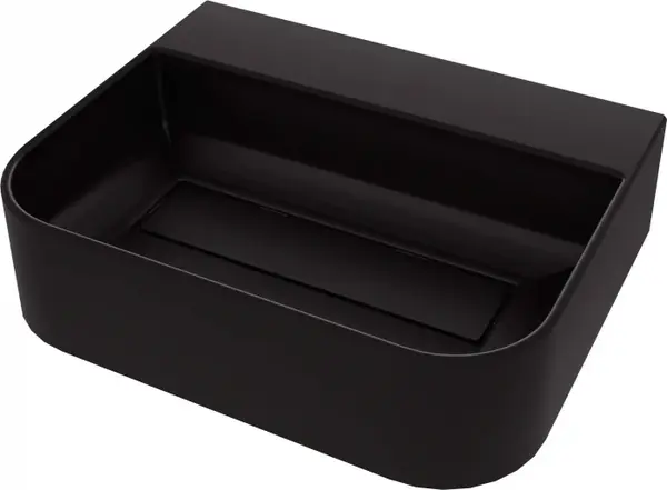 Lavoar din granit, capac scurgere, montare blat, 50.5x40.5 cm, negru, Deante Arnika