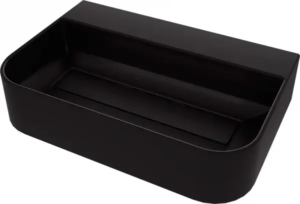 Lavoar din granit, capac scurgere, montare blat, 60.5x40.5 cm, negru, Deante Arnika