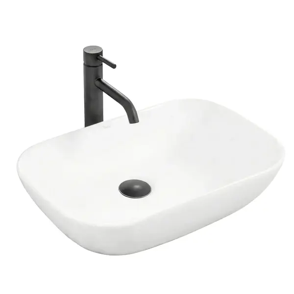 Lavoar dreptunghiular Rea Claudia, ceramica alb lucios, 51 x 34 cm