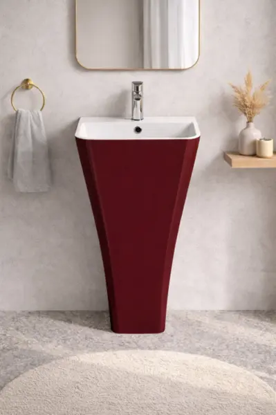 Lavoar freestanding din compozit, burgundy cu alb, dreptunghiular, Foglia Lea
