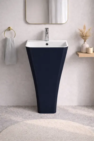 Lavoar freestanding din compozit, negru cu alb, dreptunghiular, Foglia Lea