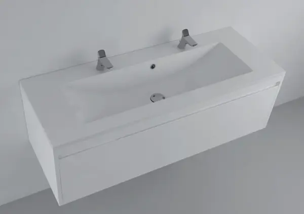 Lavoar incastrat din compozit , 120 x 45 cm, alb lucios, dreptunghiular, Foglia Yrsa