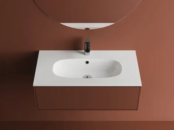 Lavoar incastrat din compozit, 81x46x14.2 cm, alb lucios, Foglia Dover