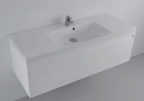 Lavoar incastrat din compozit, dreptunghiular, alb lucios, 101 x 46.4 cm, Foglia Modulo