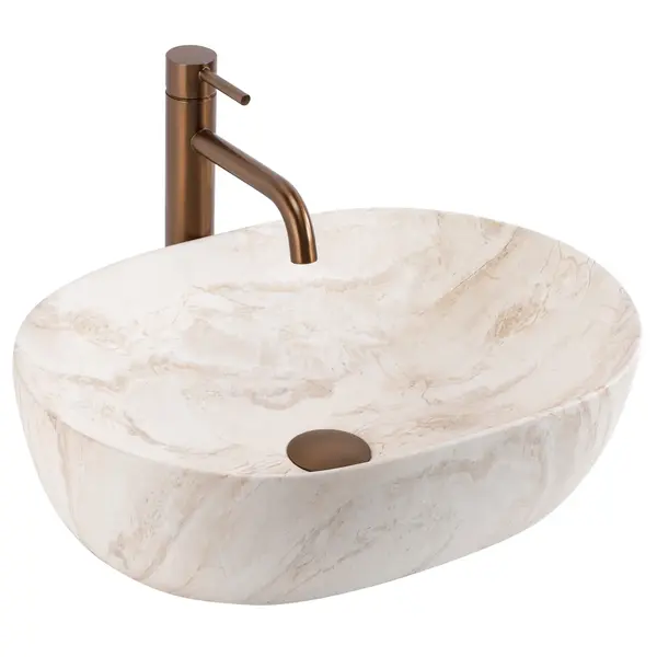 Lavoar oval 48 x 34,5 cm, imitatie piatra Rea Amelia Kallisto