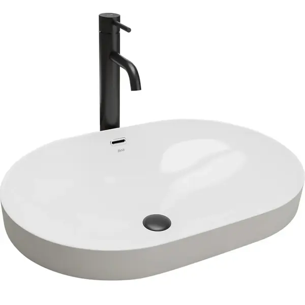 Lavoar oval Rea Arleta, alb lucios, 61,5 x 40 cm