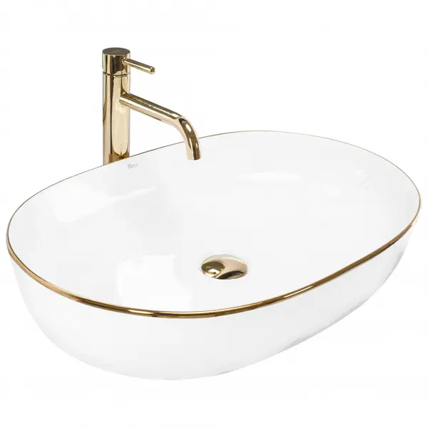 Lavoar oval Rea CLEO , alb auriu, ceramica lucioasa, 60,5 x 41 cm