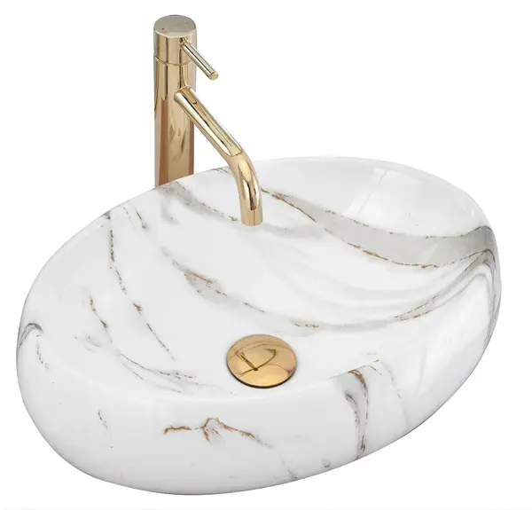 Lavoar oval Rea Linda, imitatie piatra, 48,5 x 34 cm