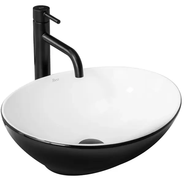 Lavoar oval Rea Sofia, alb negru, 41 x 34.5 cm