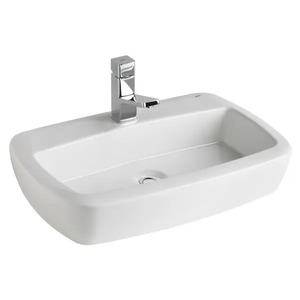 Lavoar pe blat alb 60 cm, cu orificiu baterie, Gala Eos