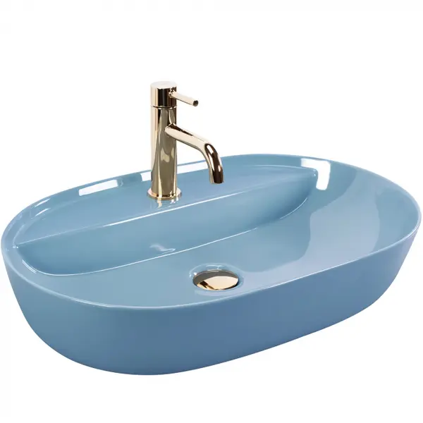 Lavoar pe blat albastru lucios, oval 61 cm, Rea Aura