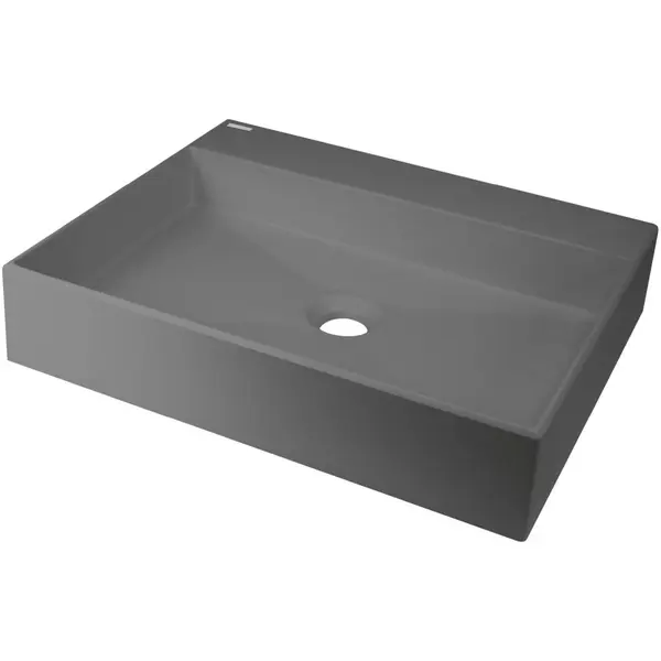 Lavoar pe blat compozit antracit Deante Correo, dreptunghiular, 50 cm