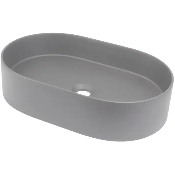 Lavoar pe blat compozit gri Deante Silia, oval, 55 cm