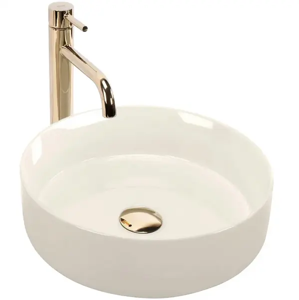 Lavoar pe blat crem lucios, rotund 36 cm, Rea Sami