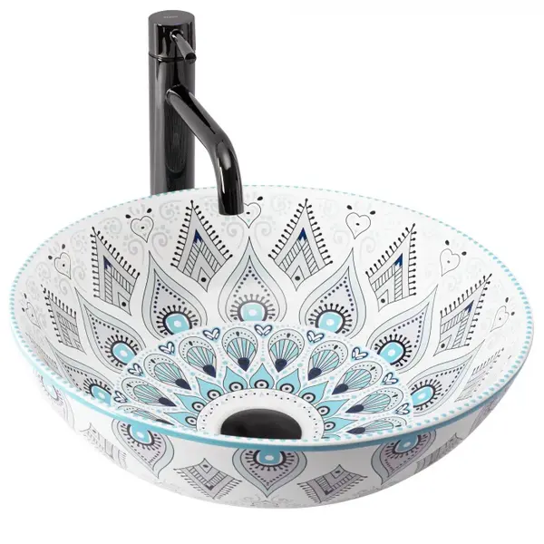 Lavoar pe blat cu model oriental, rotund 40 cm, Rea Mandala