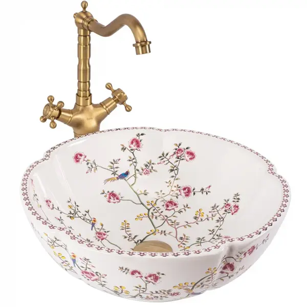 Lavoar pe blat cu un design floral, rotund, Rea Felicia