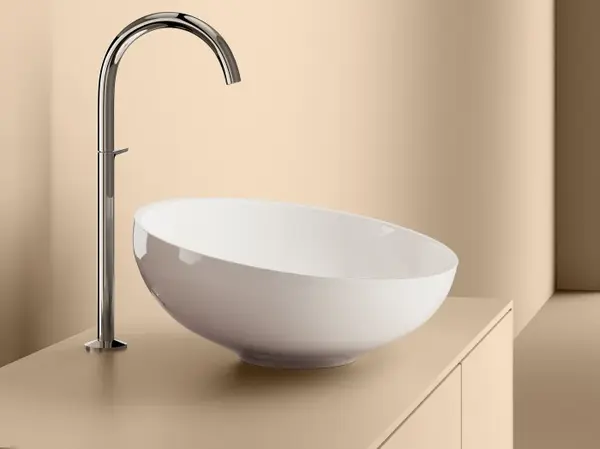 Lavoar pe blat din compozit, 50x37.6x17.9 cm, alb mat, interior lucios, Foglia Riviera