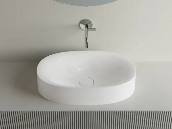Lavoar pe blat, din compozit lucios, oval, 40.4x60.4x12.1 cm, Foglia Soho