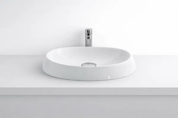 Lavoar pe blat, din compozit lucios, oval, 50 x 32 cm, Foglia Olivia