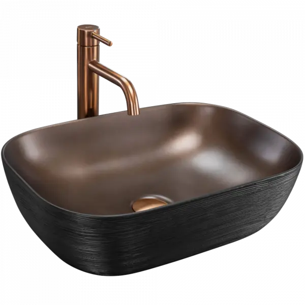 Lavoar pe blat dreptunghiular, negru cupru 46 cm, Rea Belinda