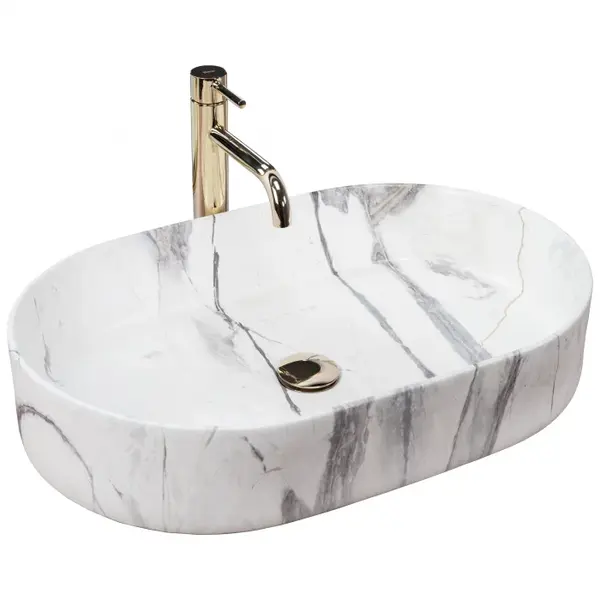 Lavoar pe blat efect marmura, 60 cm, Rea Nadia Sand