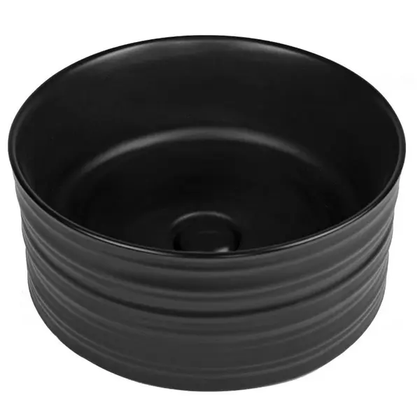 Lavoar pe blat negru mat 41 cm, rotund, ventil inclus, Fluminia My Black Circle