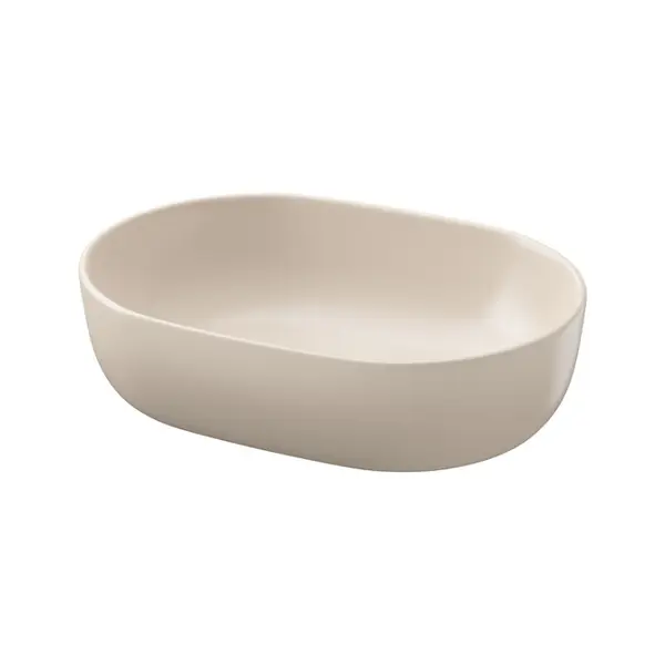 Lavoar pe blat oval, ceramica bej mat, 50x35.5 cm, Cersanit Moduo